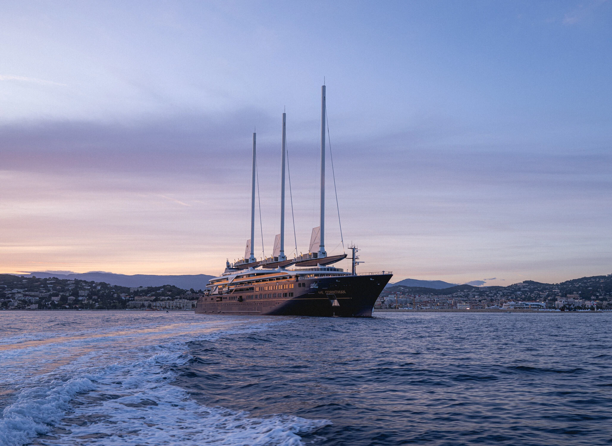 Corinthian Yacht sailing in the bay of Cannes